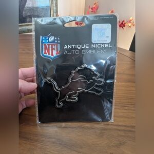 NFL Detroit Lions Football Standard Oval Antique Nickel Auto Emblem for Car